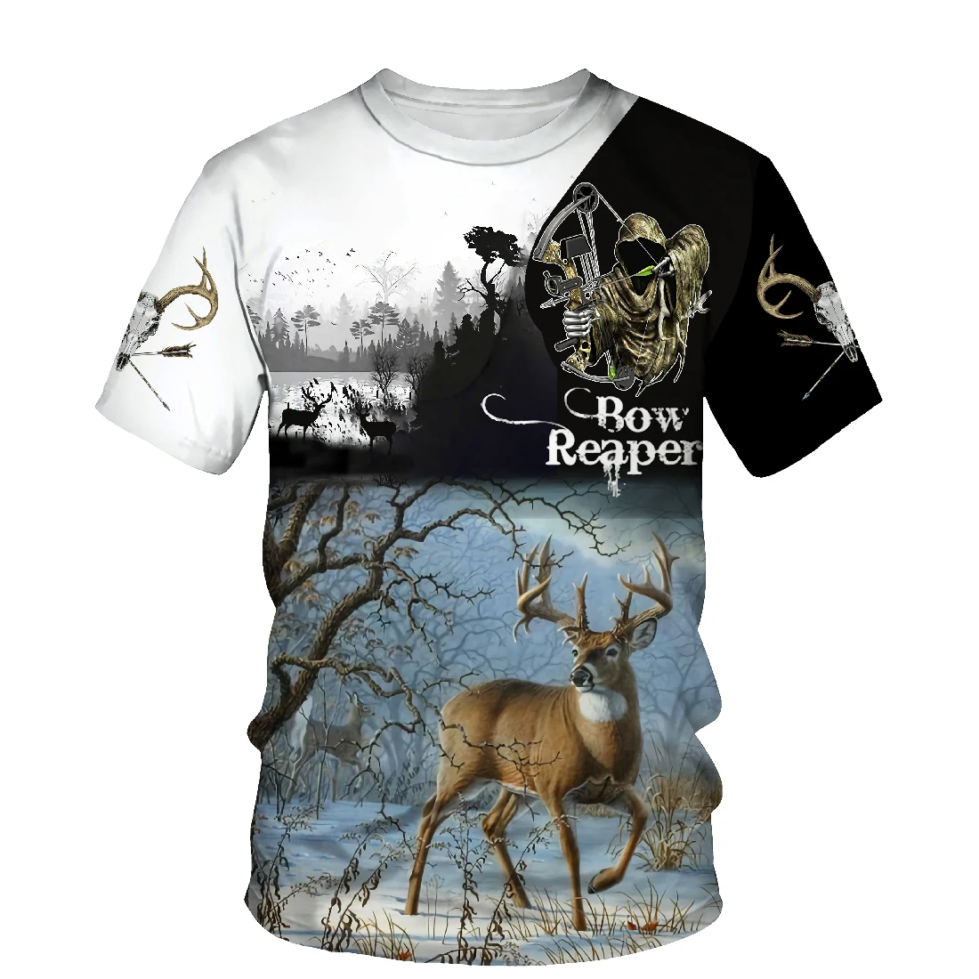 

3D Print Elk T Shirt For Men Camouflage Hunting Tracksuits Fashion Animal Harajuku Oversized T-shirts Summer Outdoor Sports Tops