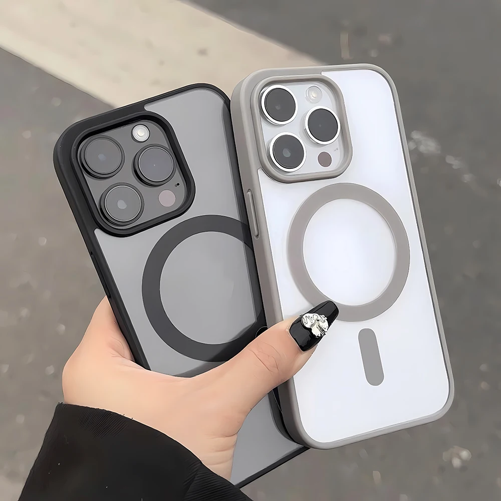 Sleek Magnetic Wireless Charging Shockproof Case - Clear & Anti-Drop Protection
