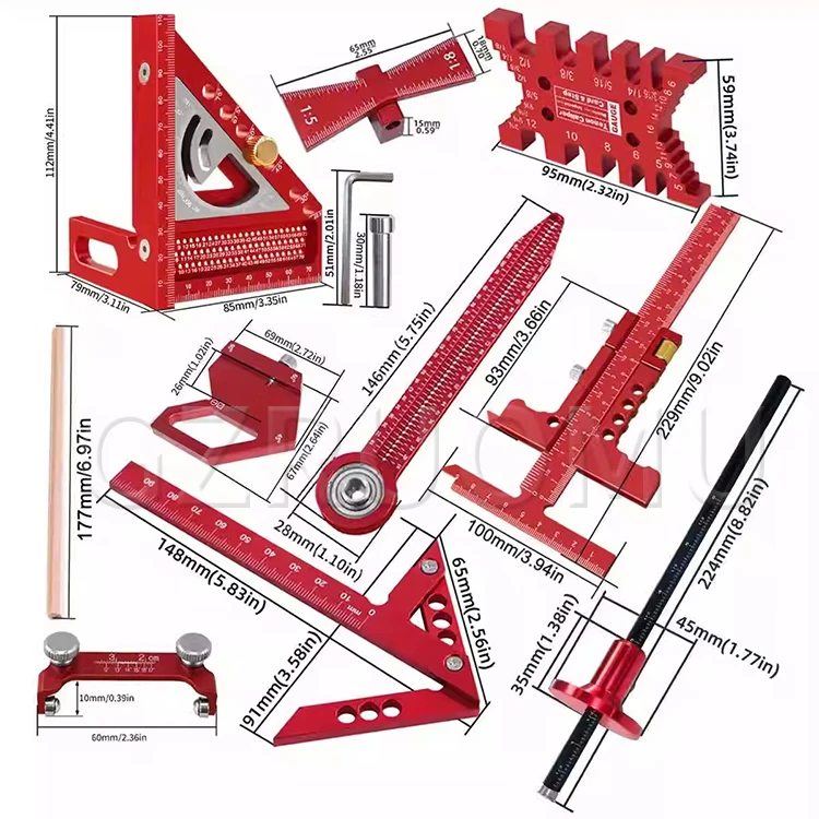 Woodworking Measuring Tool Kit with Storage Box Woodworking Project Planning and