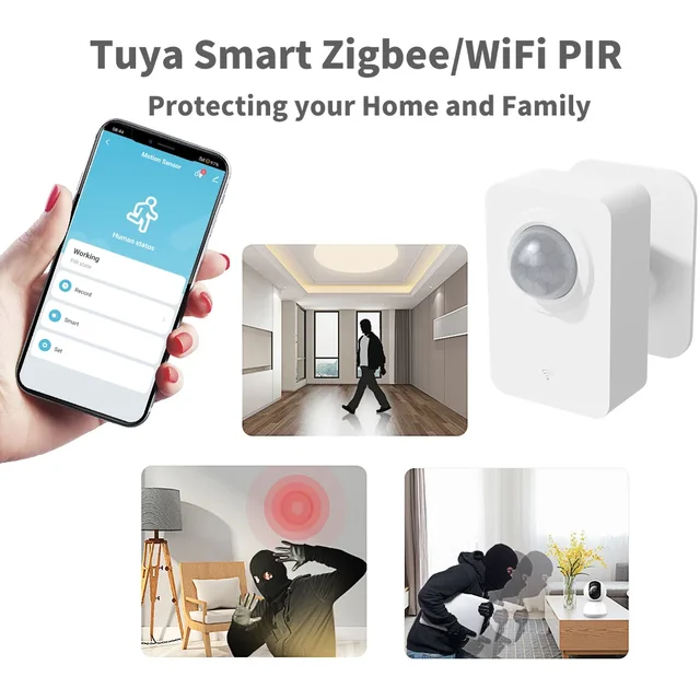 Tuya WiFi Zigbee PIR Motion Sensor for Smart Life Infrared Passive Detection Security Alarm System Detector Remote 3
