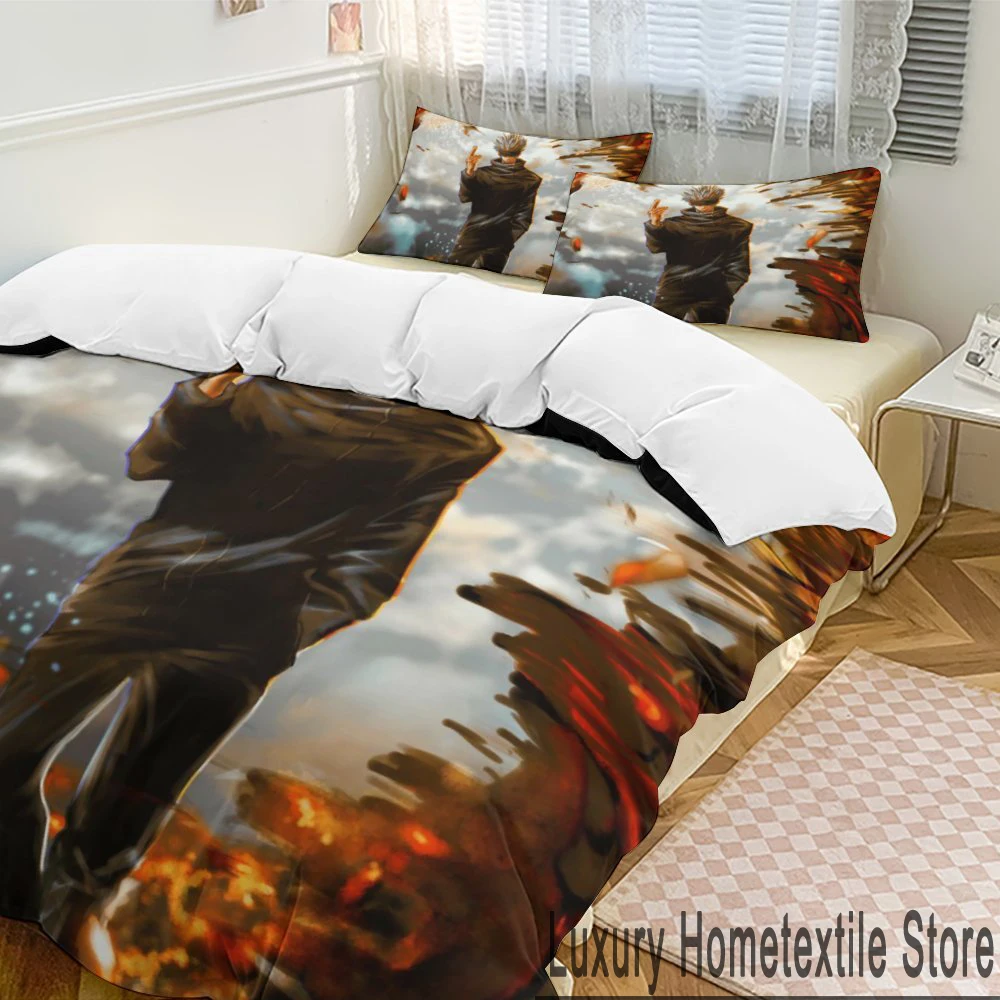 Anime Jujutsu Kaisen Bedding Set Duvet Cover Bed Set Quilt Cover Pillowcase Comforter king Queen Size Boys Adult Bedding Set 2