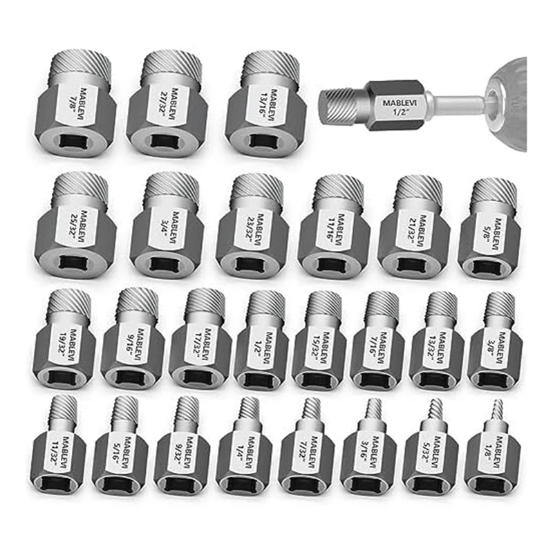 

Screw Extractor Set 3/8 Inch Drive 2-In-1 Double Head Easy Out Bolt Extractor Set, For Removing Broken Studs