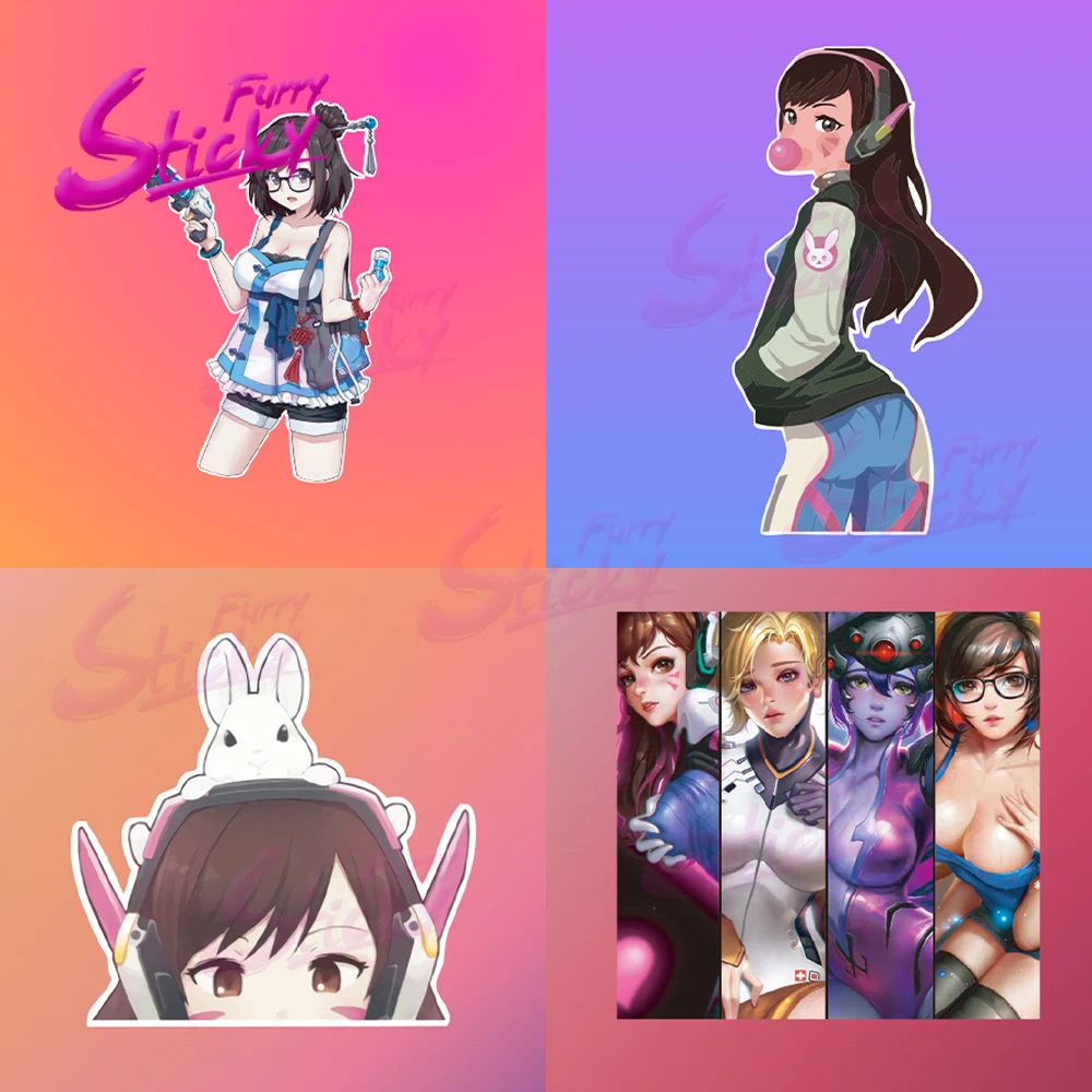 

Furry Sticker DVa GG Game Sticker Peeking Car Sticker Decal Car Accessories for Bumper Helmet Trunk Sticker for Laptop Stickers