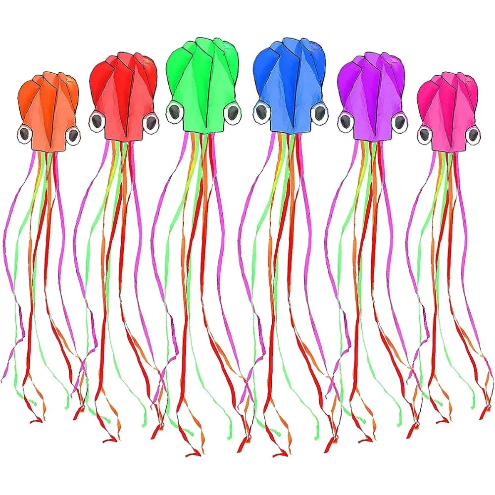 Giant Orange 3D Octopus Kite - Fun DIY Toy for Children and Outdoor Games