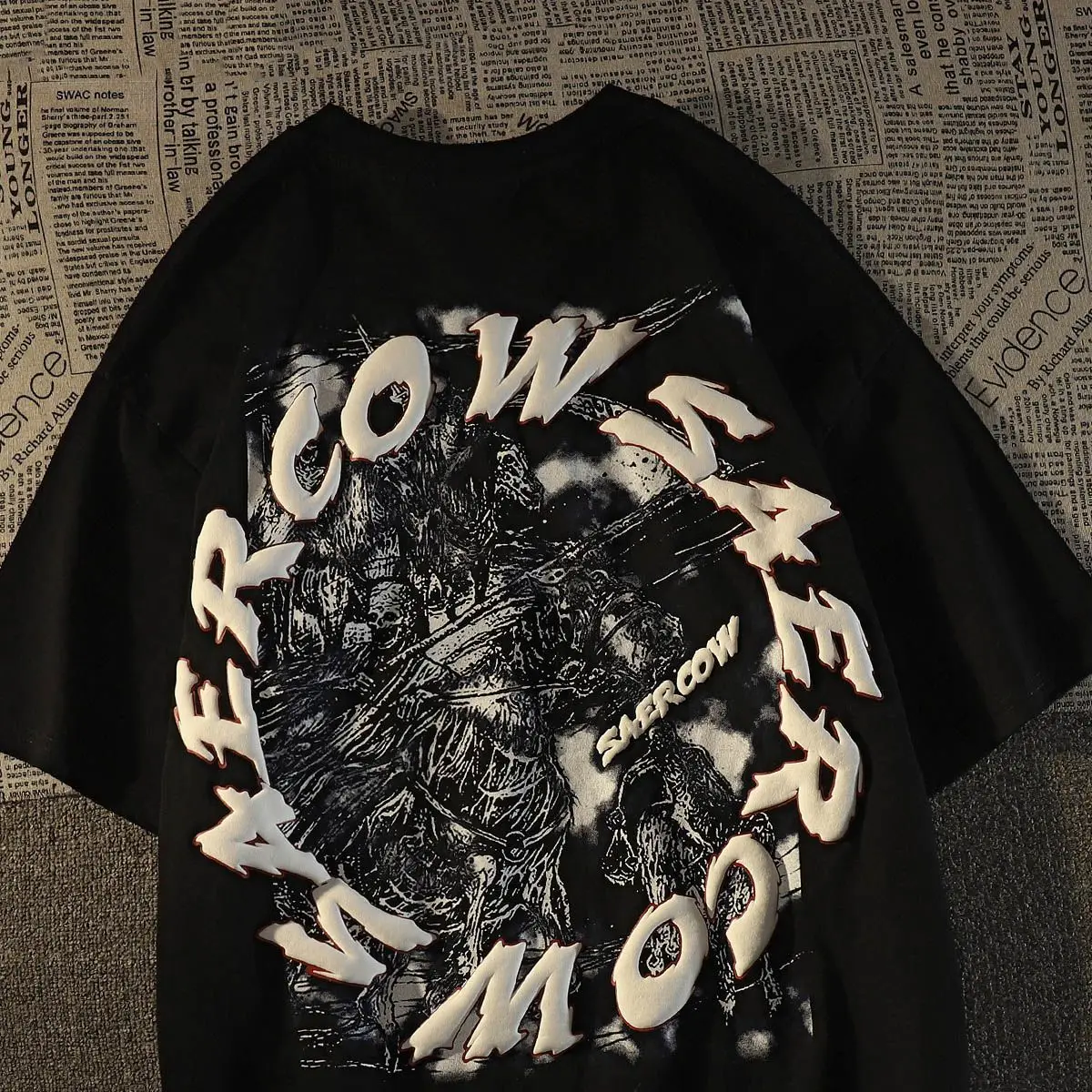 

American Trendy Brand Pure Cotton Tshirt for MenandWomen Short Sleeved Loose Fitting Retro Personalized Fashion Oversize Clothes