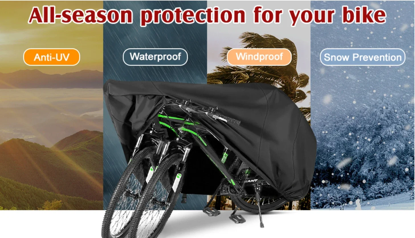 190T Große wasserdichte Fahrradabdeckung für den Außenbereich, Regenschutz, Staubschutz, Sonnenschutz, Motorradabdeckung, UV-Schutz, Schutzausrüstung – Detail 11