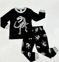 Boys Cartoon Dinosaur Skeleton Print Home Wear Two-Piece Set Kids Clothing Suitable For Daily Outfits Festival Gift
