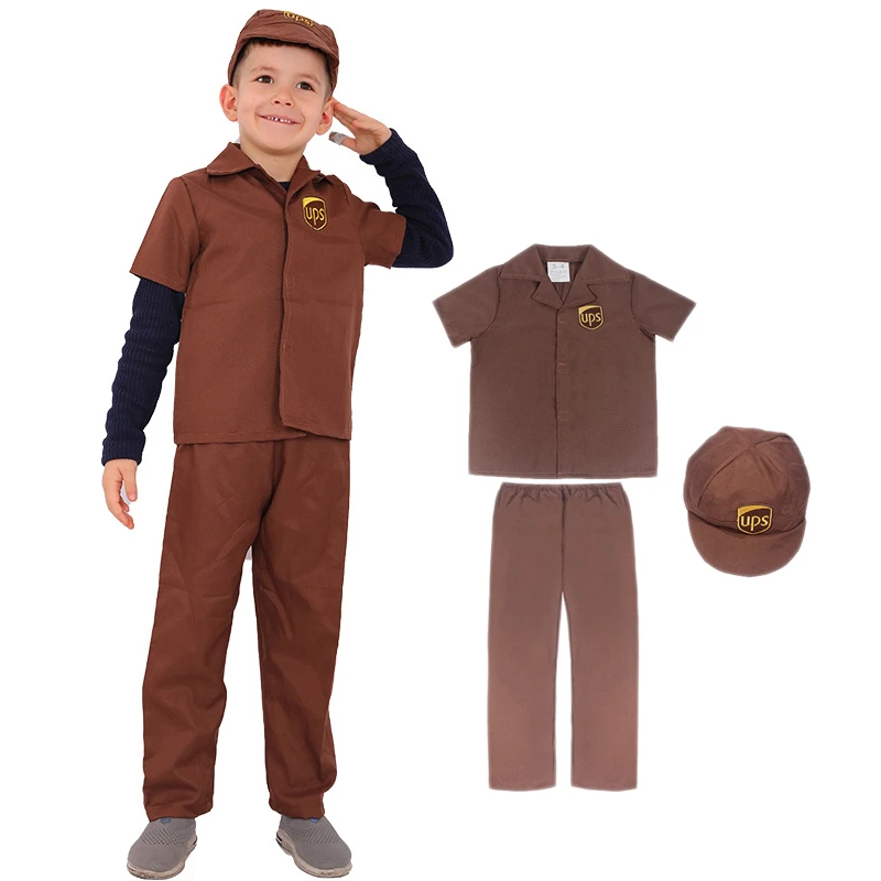 Postman Uniform For Kids Mailman Courier Cosplay Halloween Costumes For