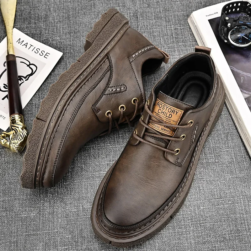 

Thick Soled Wear-resistant Men's Oxford Shoes High-quality Workwear Shoes Genuine Leather Casual Shoes for Men's Free Delivery