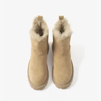 BeauToday Snow Chelsea Boots Women Suede Leather 2022 Hot latform Fur Boots Round Toe Ladies Warm Winter Shoes Handmade C08206 - Image 4