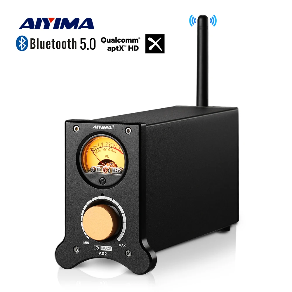 Aiyima Audio A02 Tpa3116 Amplificatori Di Potenza Bluetooth Vu Meter Amplificador Stereo Home Amp Altoparlante Amplificatore Audio Aptx-Hd 100 Wx2