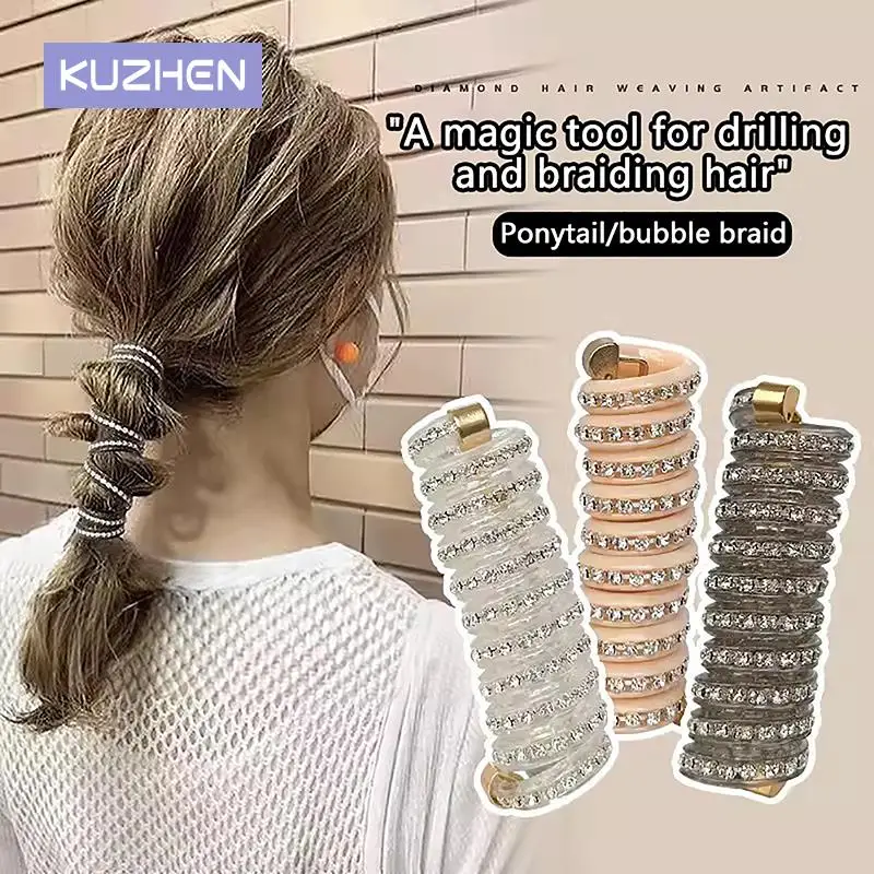 

Diamond Magic Hair Weaving Artifact Telephone Line Hair Band For Women Girls Rhinestone Hair Band Tied Fashion Hair Accessories