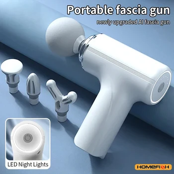 Pistola per massaggio elettrica portatile HOMEFISH con 4 teste intercambiabili e luce a LED per pistola per massaggio elettrico per il rilassamento completo del corpo