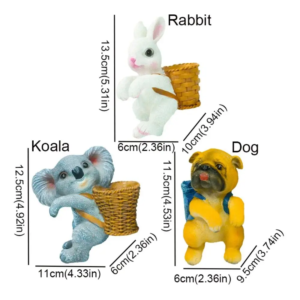 Cartoon Basket Rabbit Landscape Simulation Resin Aquarium Hanging Ornaments Koala Dog Bunny Flower Basket Flower Pot