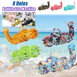 Pistolet à bulles automatique à 8 trous pour enfants, Machine à bulles électrique pour l'extérieur, jouets d'été, cadeau d'anniversaire pour garçons et filles 