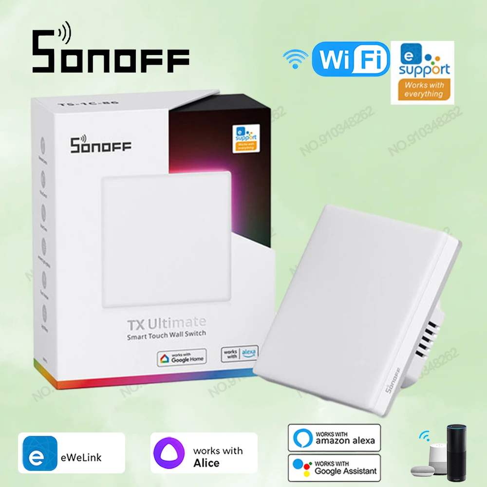 Sonoff Tx Ultimate Smart Wall Switch Full Touch Access Led Light Edge Telecomando Ewelink Multi-Sensoriale Tramite Alexa Google