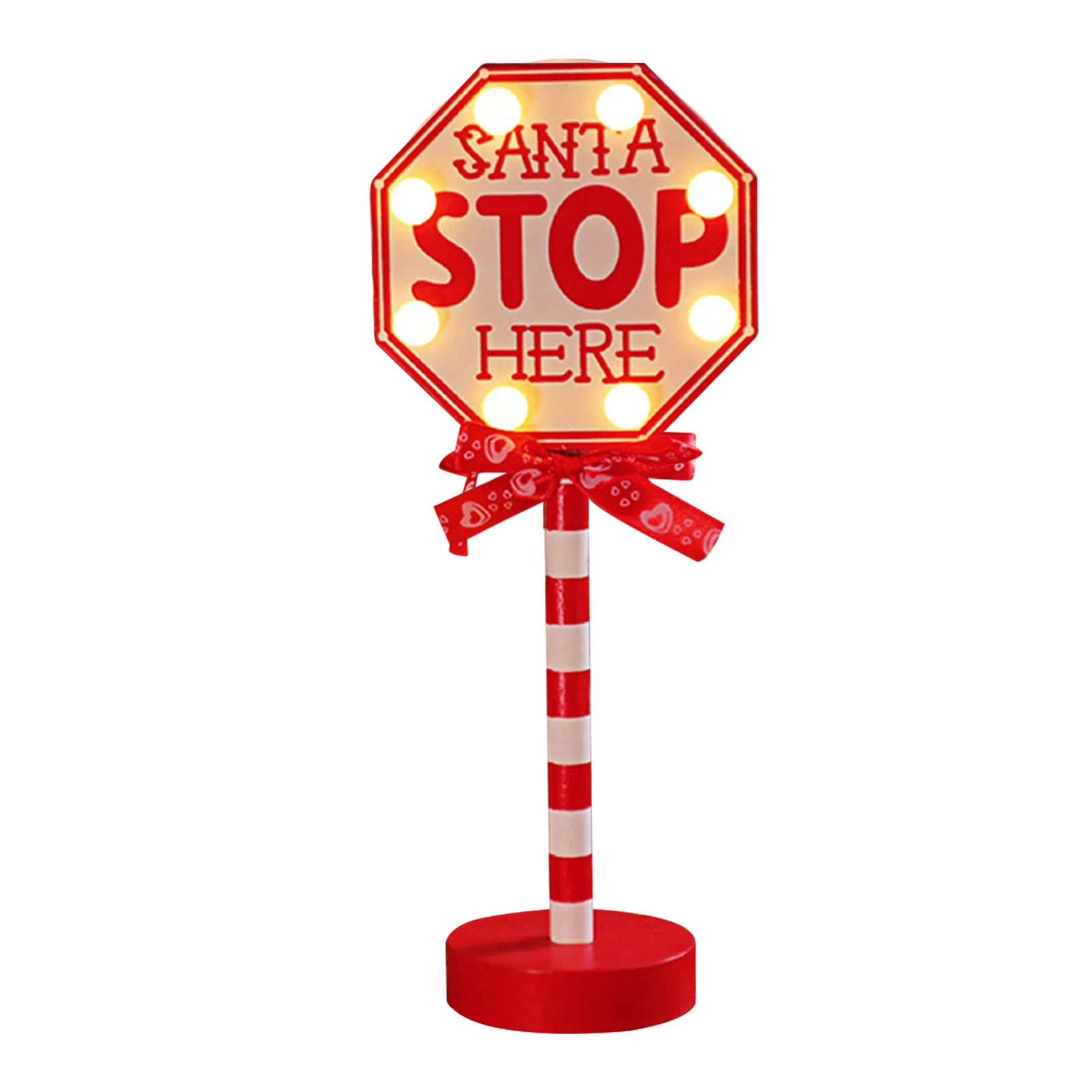 

Battery Operated Home Decor Santa Stop Here Bedroom Gift Living Room Holiday Light Up Christmas Sign LED Lamp Indoor Ornament