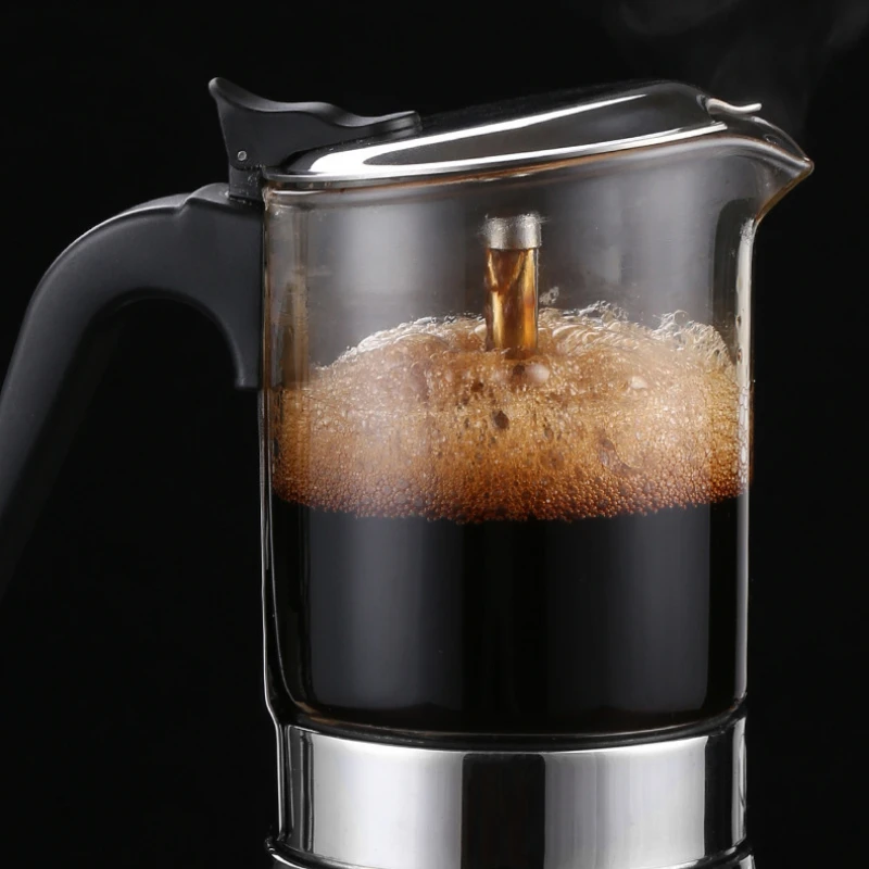 İtalyan Moka Pot İtalyan Kahve Makinesi Paslanmaz Kahve Makinesi Makineleri Makineleri İndüksiyon Tencere Cam Coffeeware Mutfak Yemek