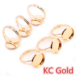 10pcs Adjustable Blank Ring Base Set for DIY Jewelry Making with Glass Cabochon Settings (KC Gold)