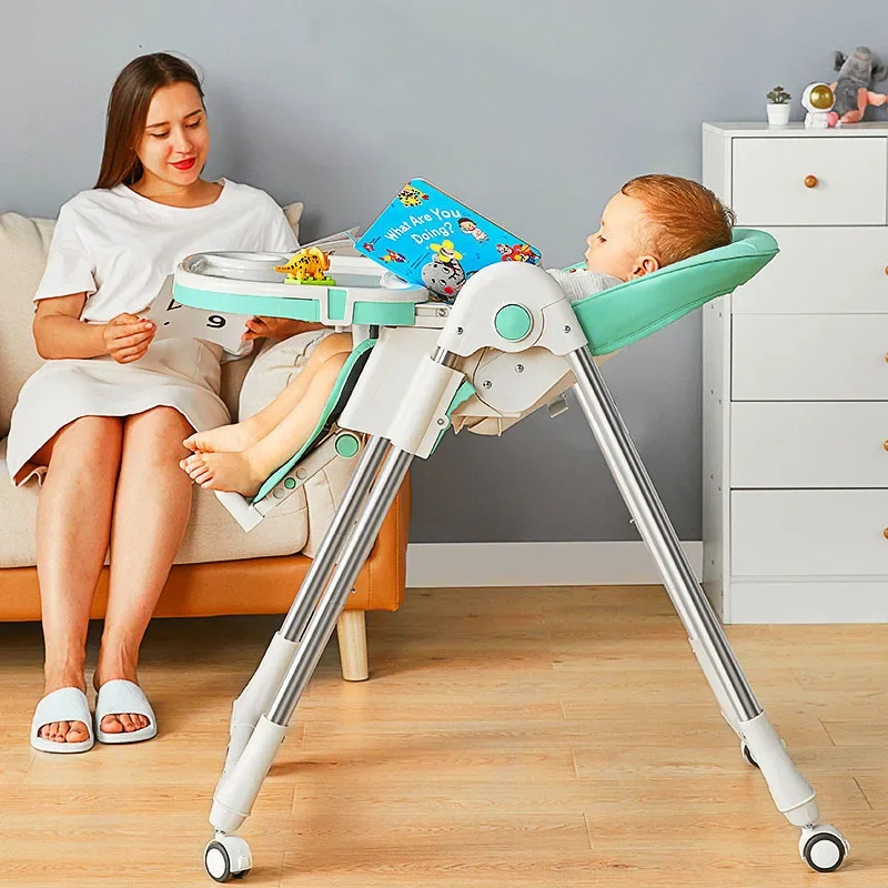 High-foot feeding chair children dining chair foldable Multifunctional portable Household baby dining table and