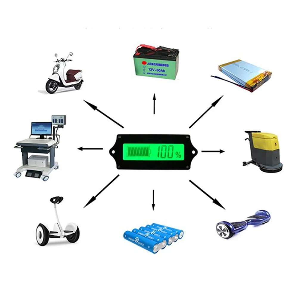 Battery Capacity Indicator DC6-63V Lead Acid Lithium Car Motorcycle Digital Voltmeter Ammeter Voltage Tester Power Level Monitor