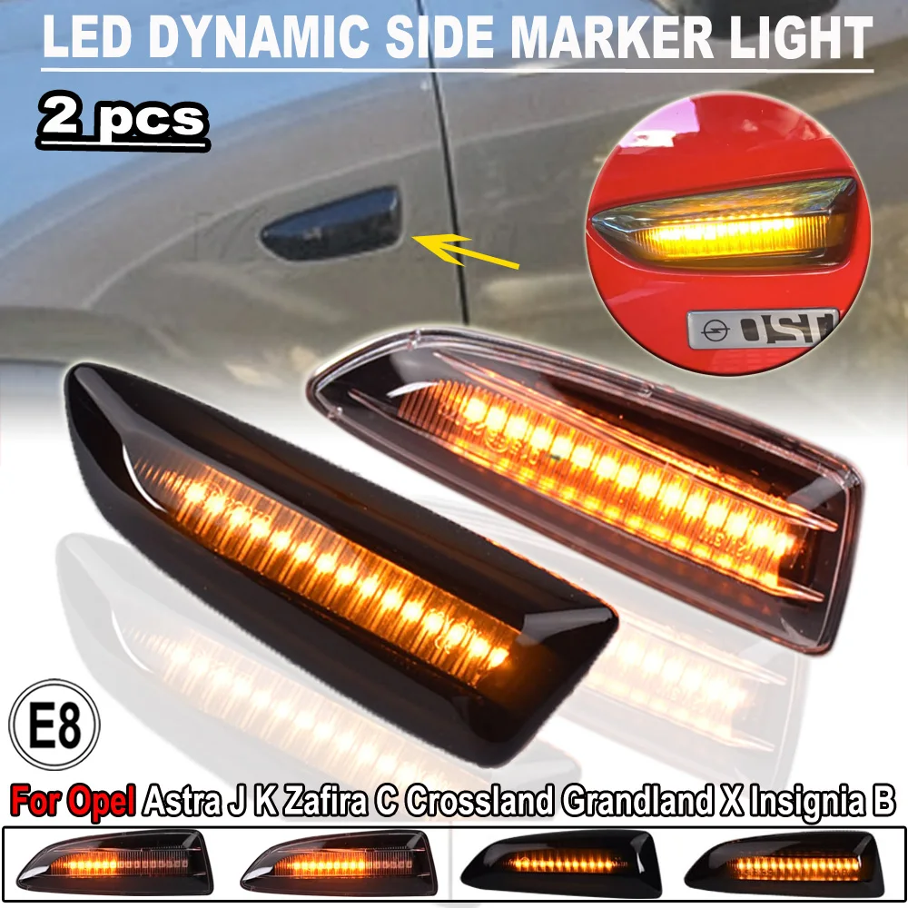 2PCS Led Dynamic Side Marker Turn Signal Light Sequential Blinker Opel Astra J Astra J K Zafira C Insignia B Grandland X
