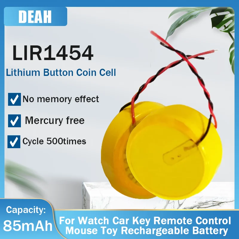 1-5pcs-LIR1454-LIR-1454-3-6V-Lithium-Rechargeable-Battery-With-2-Wire ...