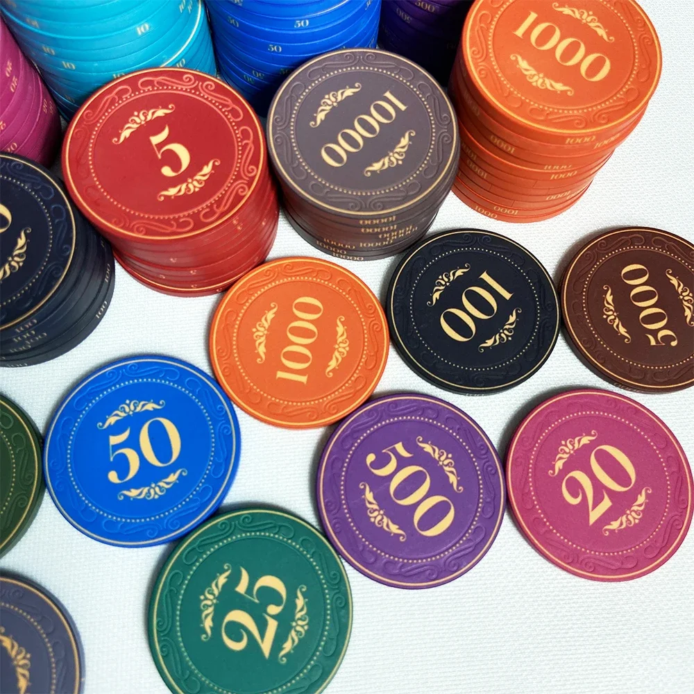 100pcs Ceramic Chips 43mm Texas Hold'em Poker Chip Set Casino Poker Chips Baccarat Entertainment Coin Round Chips 3