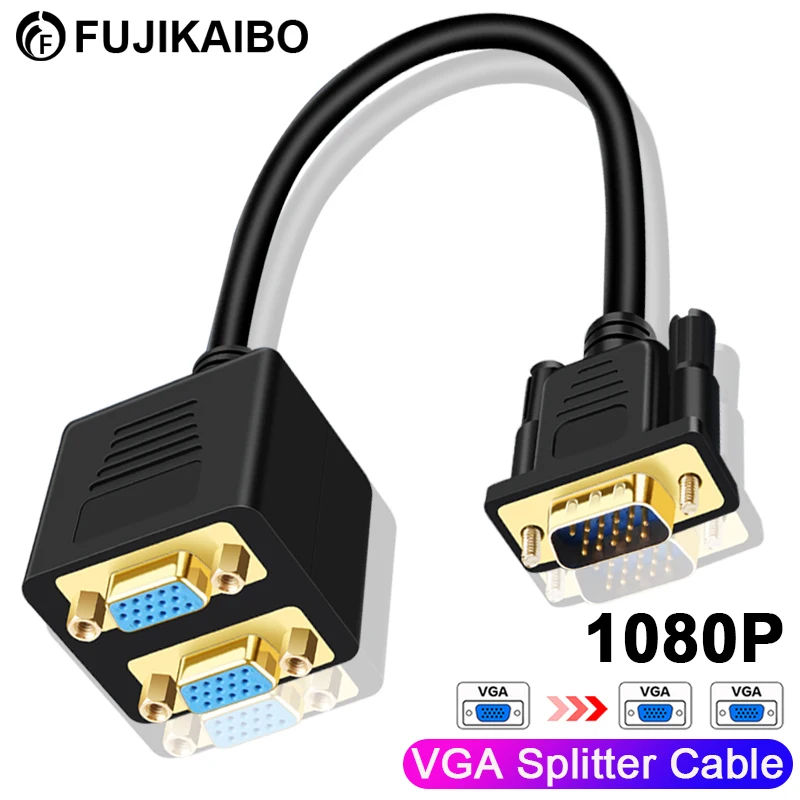 VGA Cable 1 in 2 Out HD 1080P Male to Female Adapter Splitter For Projector Laptop Computer Monitor Display
