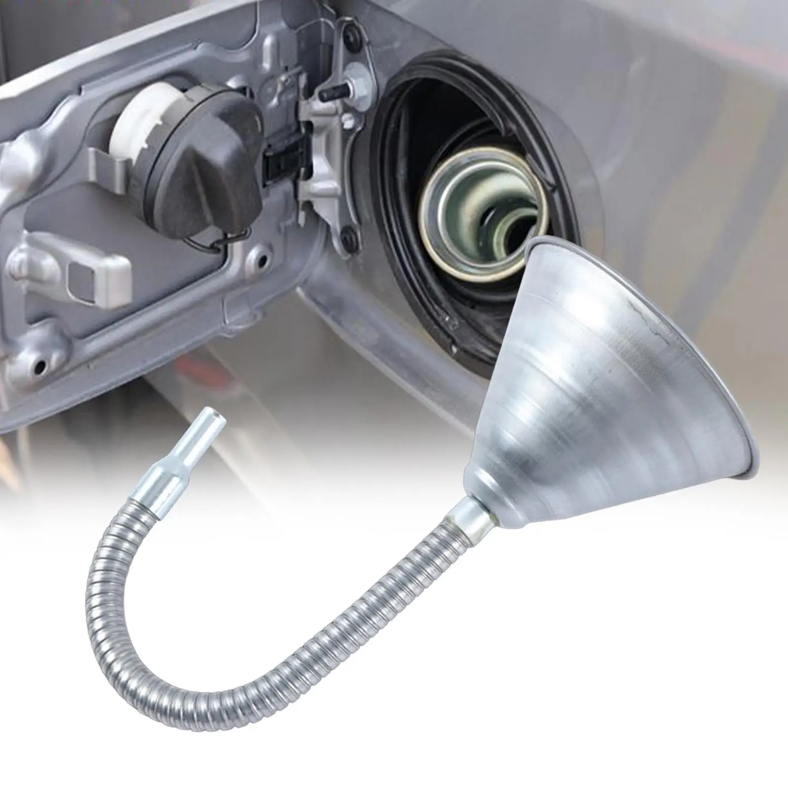 Oil Funnel Metal Funnel Iron Bendable Spout Funnel Long Neck Funnel for Vehicles Fuel