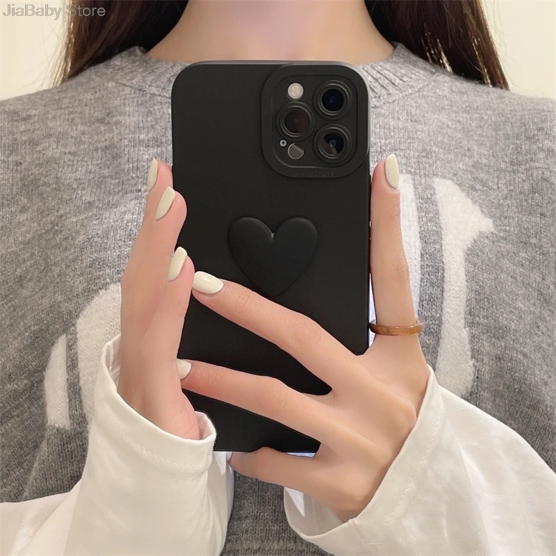 Mobilskal i flytande silikon med glitterhjärta för iphone_voghion.com