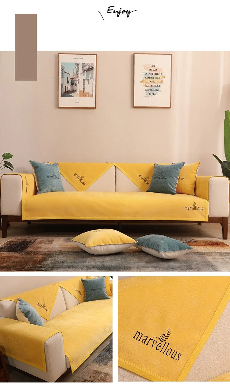 High Quality Soft Sectional Sofa Cover Nordic Chenille Solid Color Sofa Towel Universal Non-slip Couch Cover for Living Room 3
