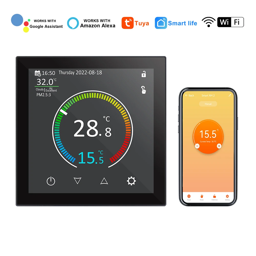 Умный термостат для теплого пола, 16 А, с поддержкой Wi-Fi умный мини выключатель zigbee с поддержкой wi fi 10 а 16 а