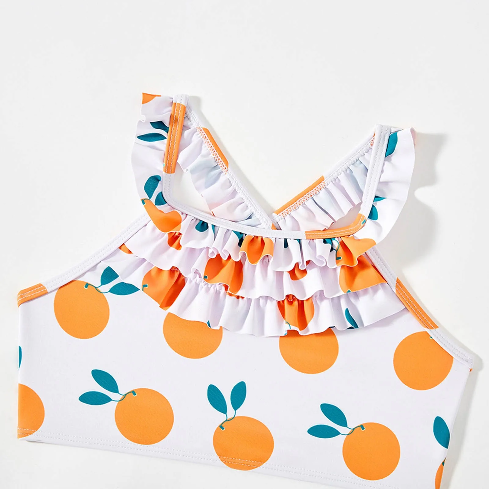 Big Girl Floral Prints Swimsuit Sport Bikini Set Swimwear Bathing Suit Children'S Swimsuit With Orange Size 12 Girl