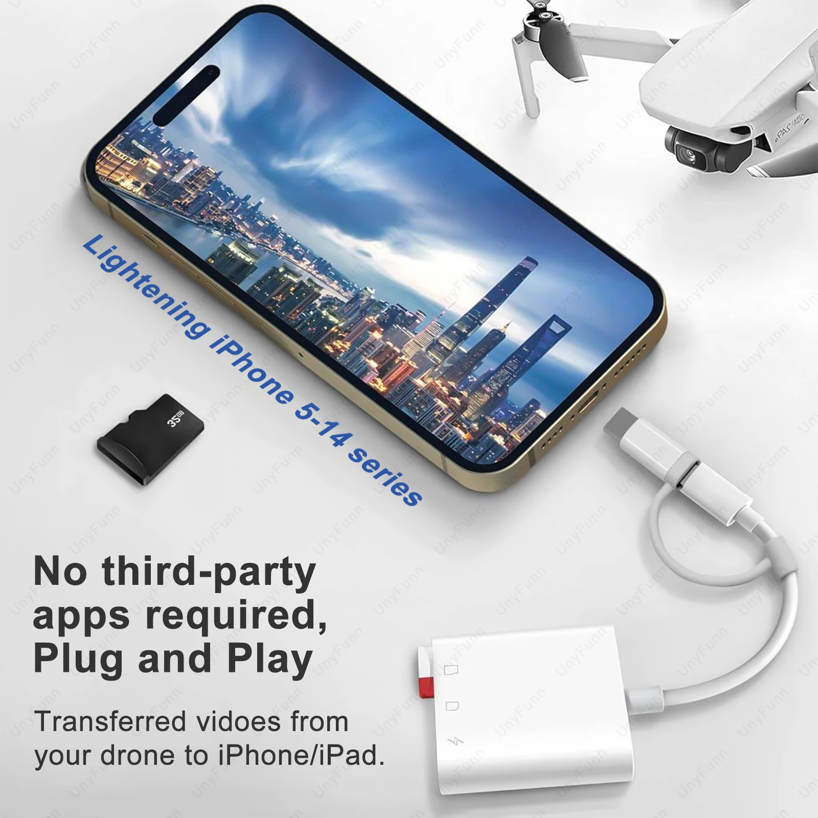 아이폰 아이패드용 USD 카드 리더, 듀얼 USB-C 및 라이트닝 커넥터 메모리 SD 카드 어댑터, SD/MicroSD 카드 트레일 카메라 뷰어용