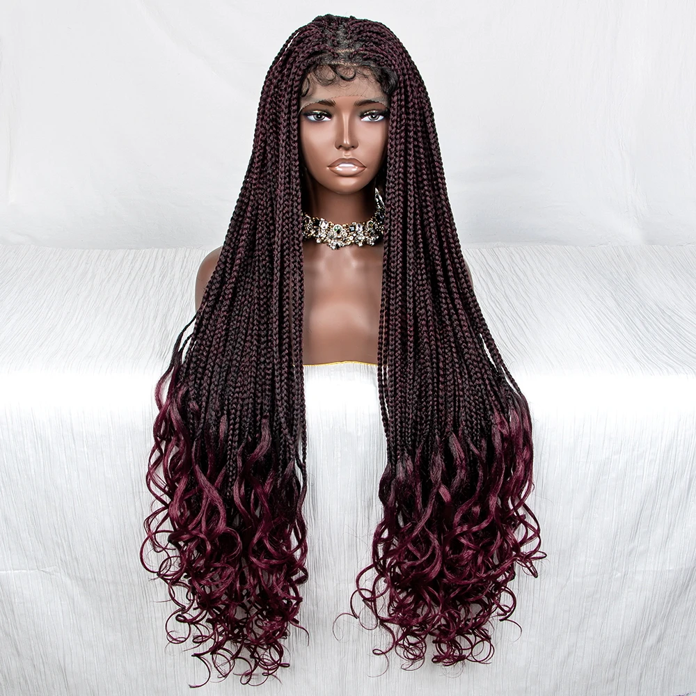 Water Wave Braided Wig Synthetic Lace Front Wig With Baby Hair