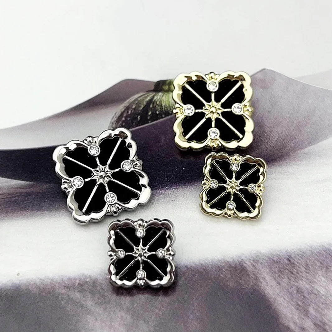 Flocking Buttons 10Pcs Rhinestones Diamond Decor Metal Square Flocking Buttons for ...
