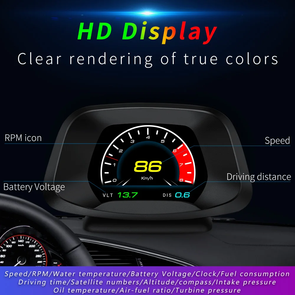 Geyiren-OBD2 GPS P19   ̼   ÷ ɼ º HUD , ͺ νƮ  ׽Ʈ