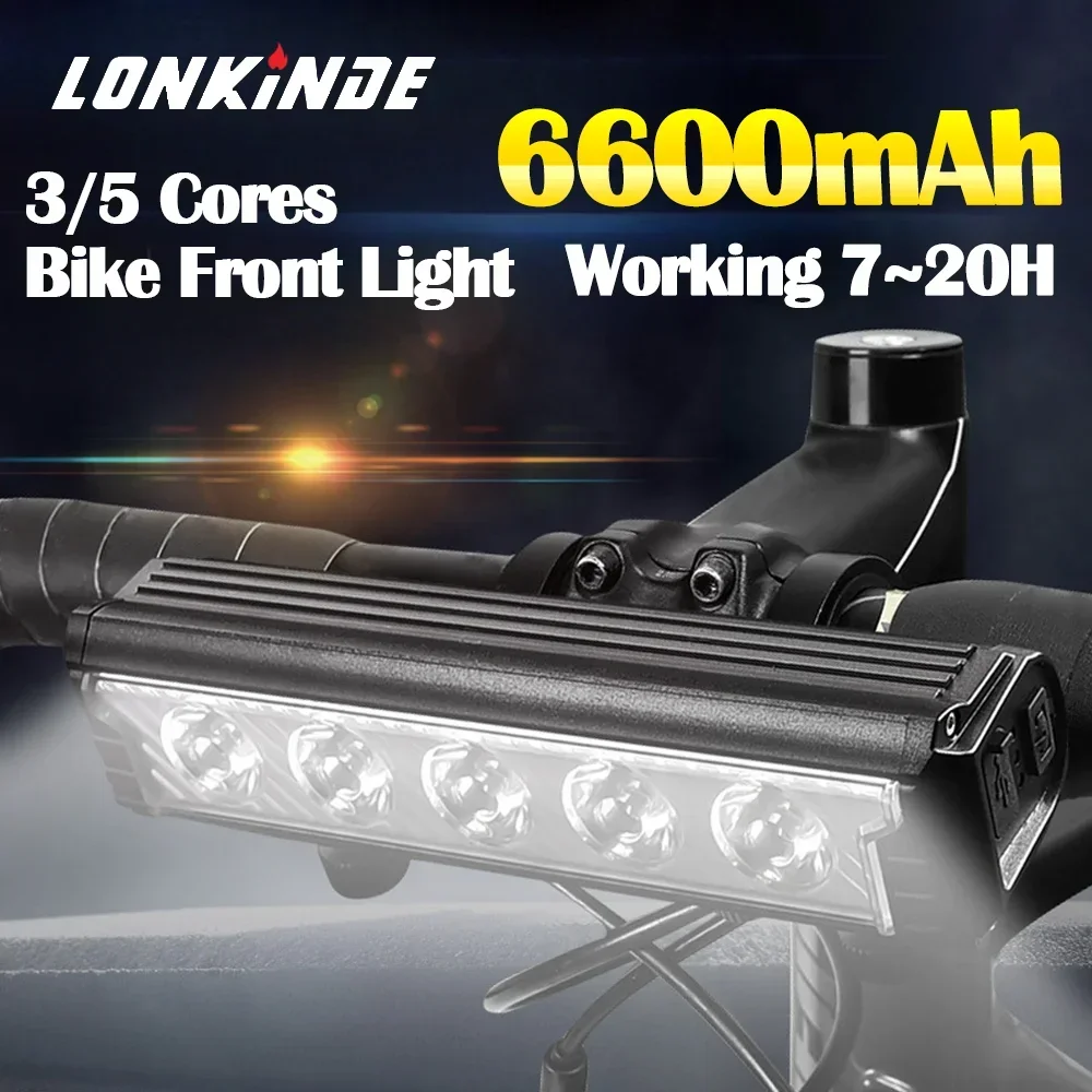 

3/5LED 6600mAh Bicycle Light 5 Modes 2800 LM MTB Road Bike Front Lamp USB Rechargeable Safty Warning Cycling Bicycle Lights