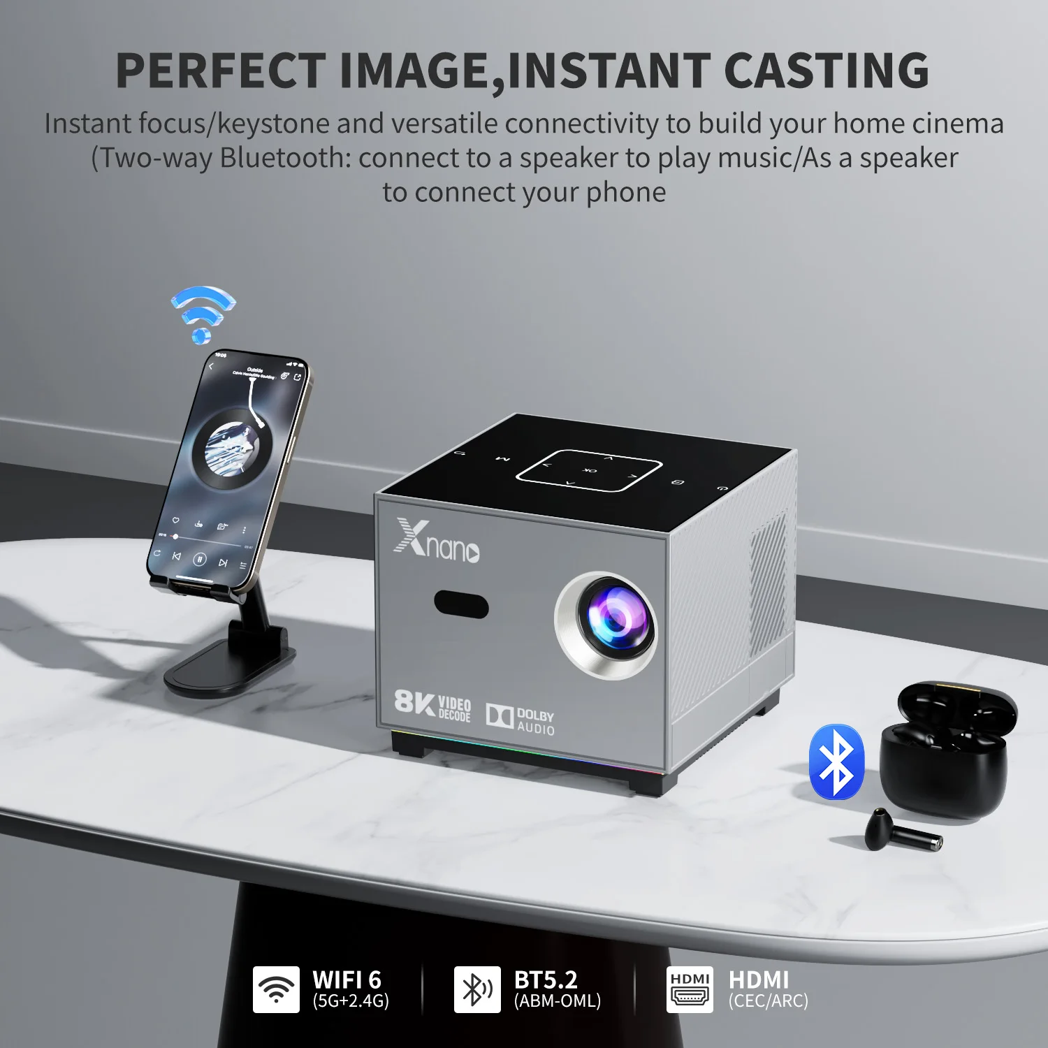 جهاز عرض Xnano 8K X3 محمول Android 9 Dual Wifi 190...