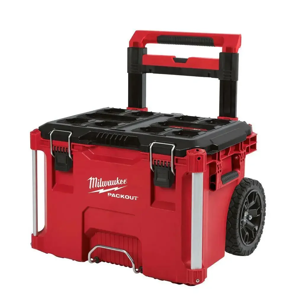 Milwaukee Packout Rolling Toolbox 22-Inch Lockable Liner Handle Resin Red- 48-22-8426