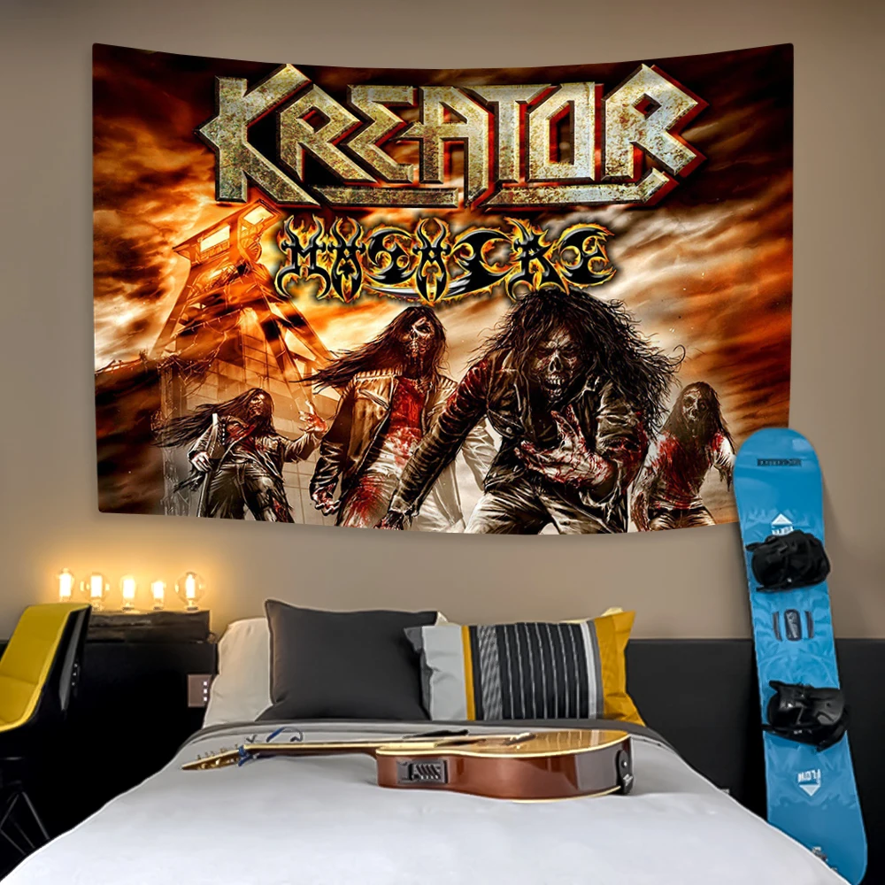 Tapestry Decorations German Thrash Metal Band Tapestry Kreators Printed Rock Music Wall Hanging