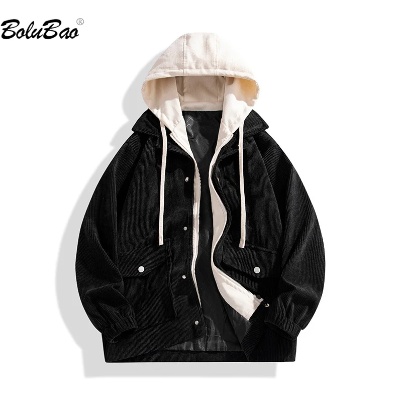 

BOLUBAO 2023 Outdoor Casual Jacket For Men Fake Two Hooded Slim Solid Color Coats High Quality Youth Feel Jacket For Men