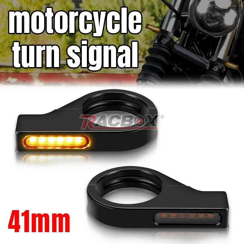 motocicleta led frente transformar luz do sinal tubos de garfo blinker lâmpada âmbar led transformar luz indicadora para herlay honda yamaha