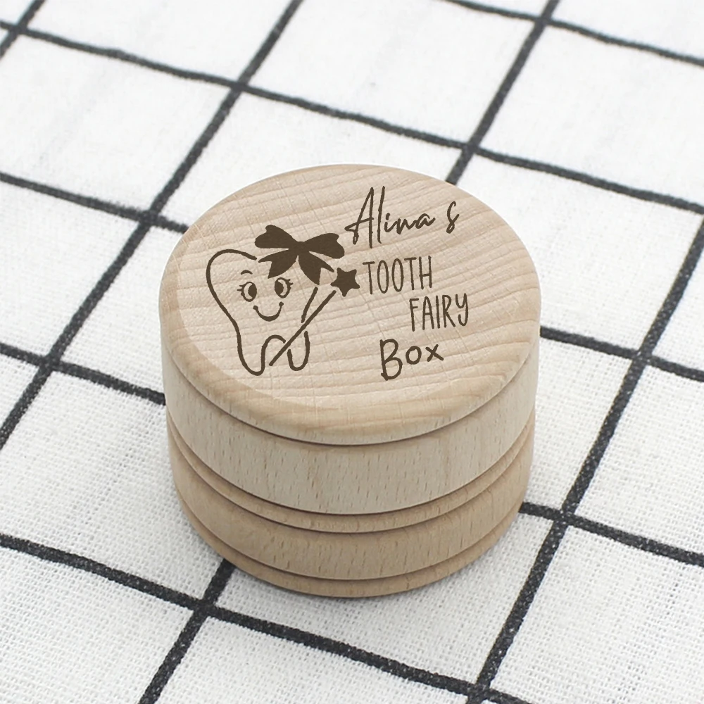 Custom Wooden Tooth Box Baby Souvenir Gifts Tooth Fairy Box 1st Birthday Gift Personalized Keepsake Box Baby Box white stereoscopic box balloon box girl boy baby shower decor baby 1st birthday party gift babyshower christening wedding supply