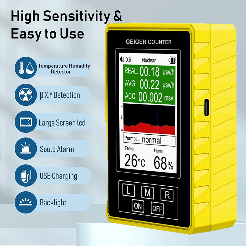 Radiation Detector BR-9C-XR-3 Pro 2-in-1 Handheld Digital Display Electromagnetic Nuclear EMF Geiger Counter Accurate Tester