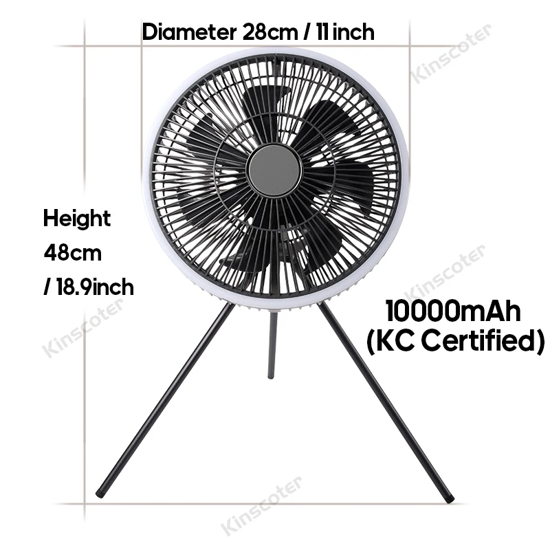 Portable 10000mAh Camping Tent Fan with Remote Control