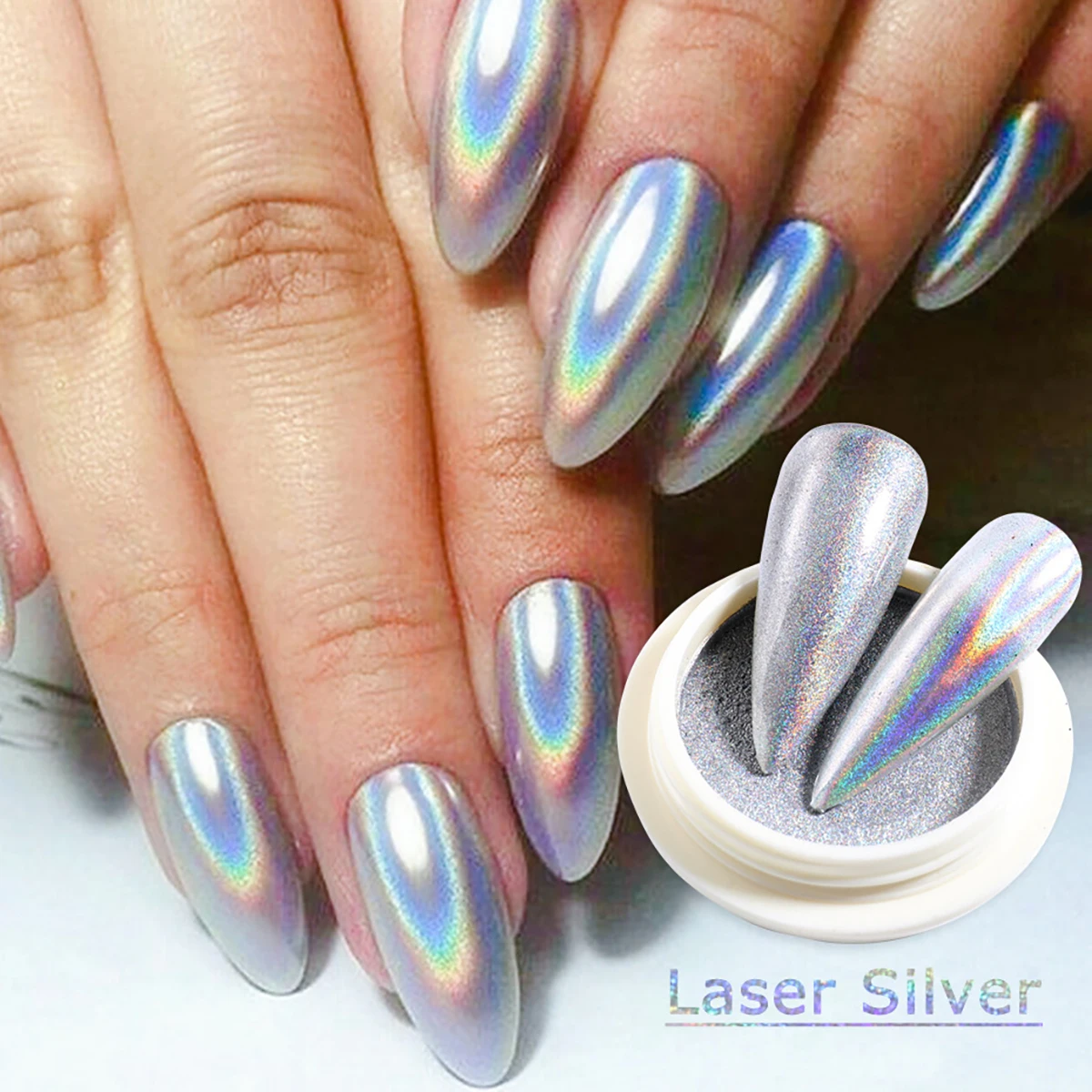 Hologram Chrome Pigment Set, solid pigment! (Holographic Nail Powder S