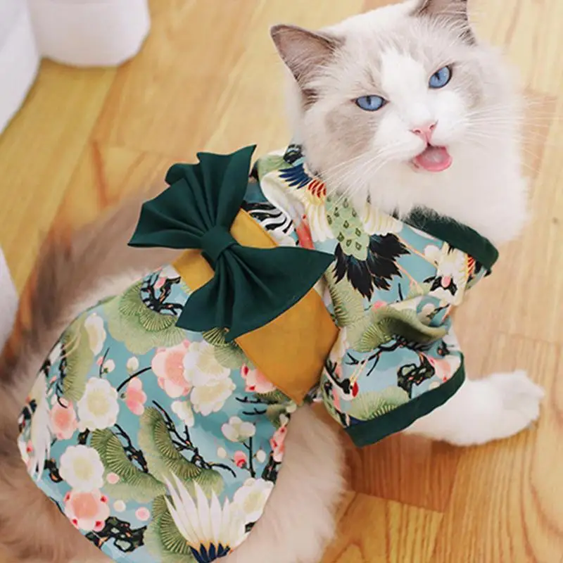 Kimono For Pets Japan Kimono Japanese Pet Costume Dog Clothes Japan Bowknot Pet Costume Cat Cartoon For Cats Dogs