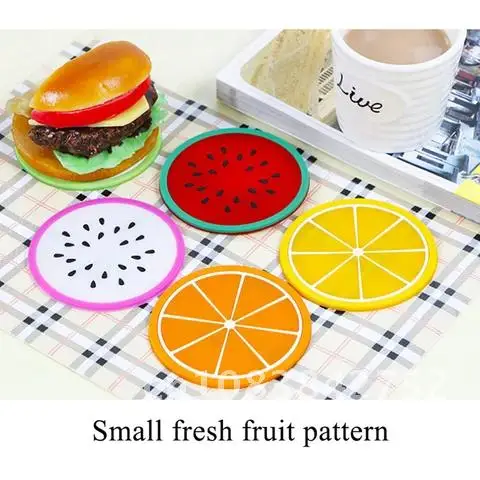 

Fruit Shape Coaster Cute Creative Cup Pads Silicone Insulation Mat Hot Drink Holder Kitchen Dining Bar Table Slip Decorations